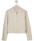 V by Very Cream Rib Knit Zip Up Top UK S