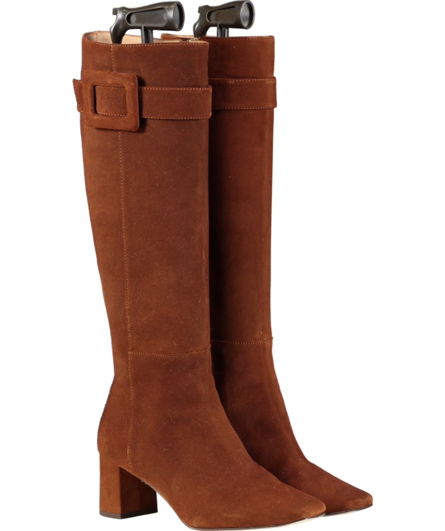 LK Bennett Brown Carlotta Block Heel Suede Knee High Boots UK 4 EU 37 👠