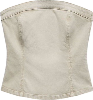 MANGO Beige Denim Strapless Top UK L