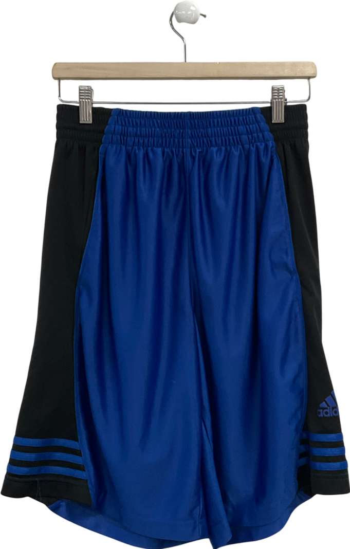 adidas Blue Front Panel Shorts With Black Side Panels UK M