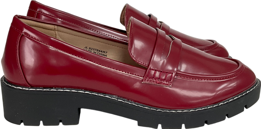 New Look Red Leather-look Chunky Loafers UK 8 EU 41 👠