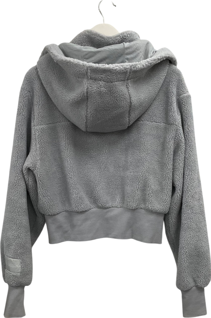 Fashion Nova Grey Sherpa Bomber Jacket UK M