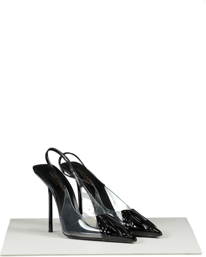 Saint Laurent Chica 115 Black / Transparent Slingback Pumps UK 6.5 EU 39.5 👠