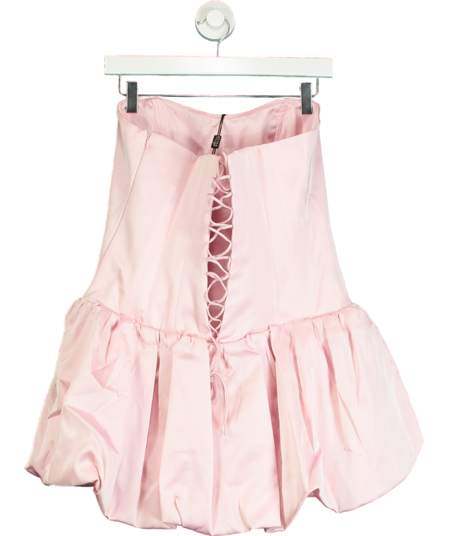Oh Polly Pink Lace-up Bubble Hem Corset Mini Dress UK 14