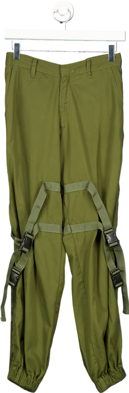 Motel Olive Green Strapped Cargo Trousers UK XS