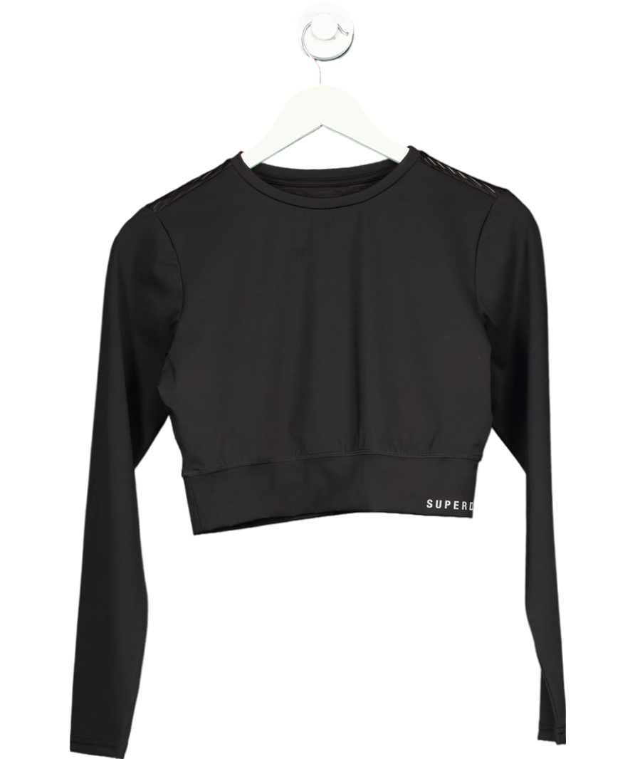Black Superdry Crop Long-sleeved Top Green Women UK 12