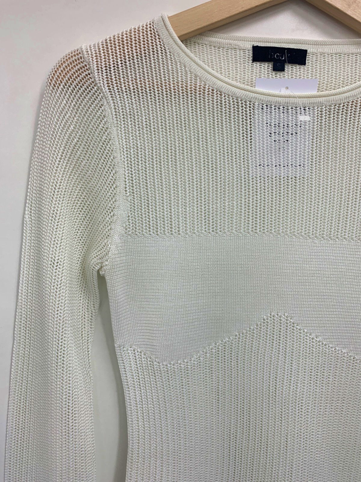 h:ours White Ribbed Long Sleeve Top UK S