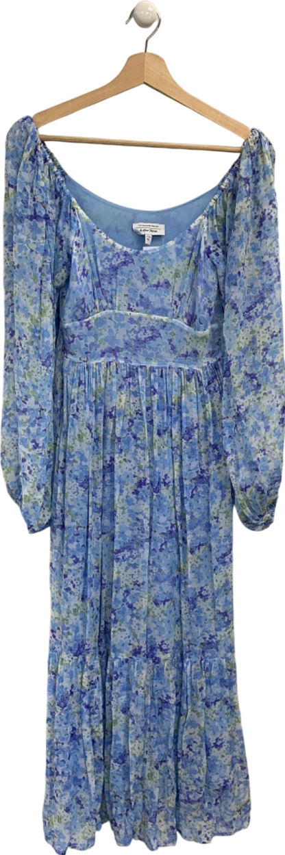 & Other Stories Blue Floral Print Dress UK XS