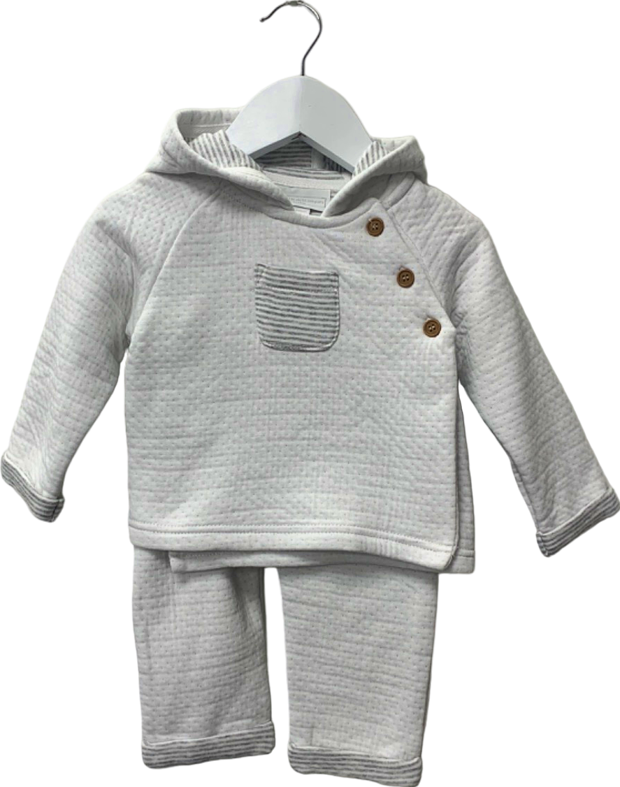 The Little White Company White Organic Cotton Hooded Pyjama Set 6-9 Mths