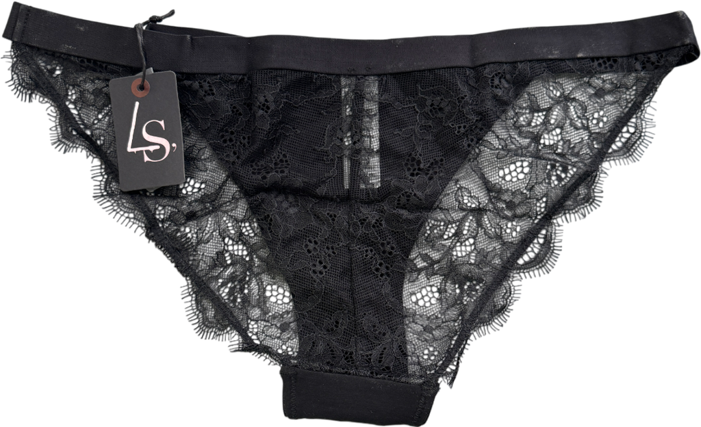 Love Stories Wild Rose Black Lace Knickers UK L