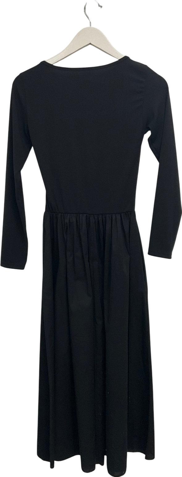 new collection Black Long Sleeved Midi Dress One Size