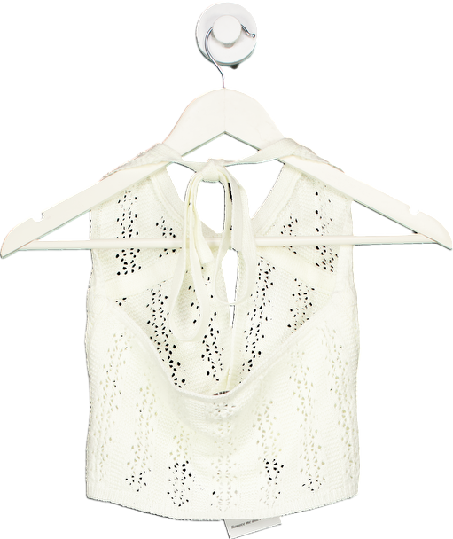 Tiger Mist White Crochet Halter Top UK S