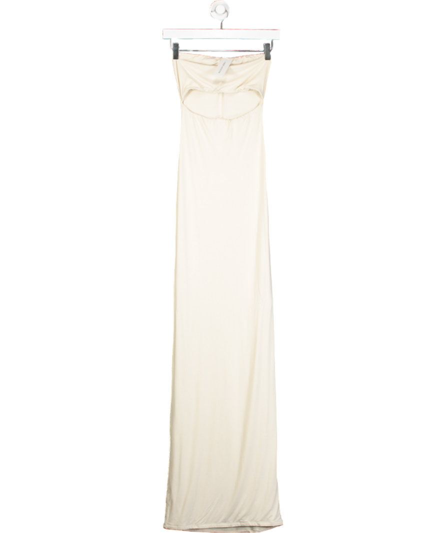 Naked Wardrobe Cream Smooth Cut Out Tube Maxi Dress UK 8