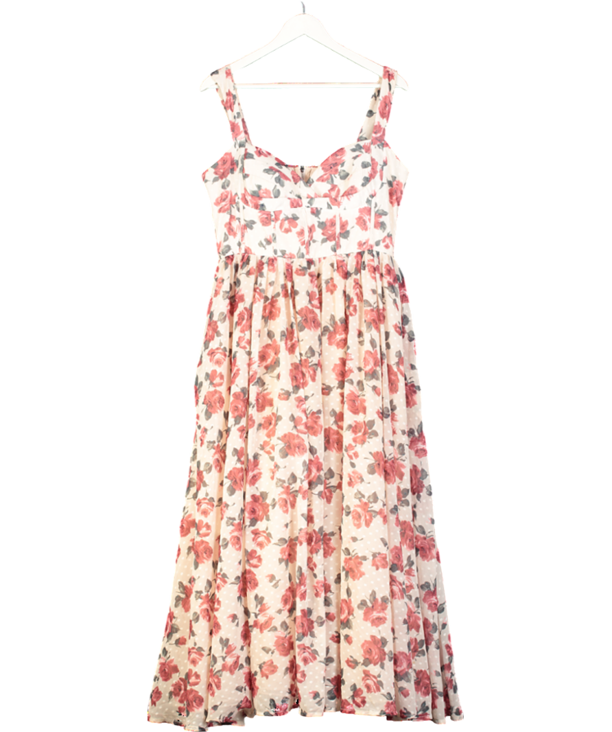ALB Anne Louise Pink Floral Print Dress UK 14