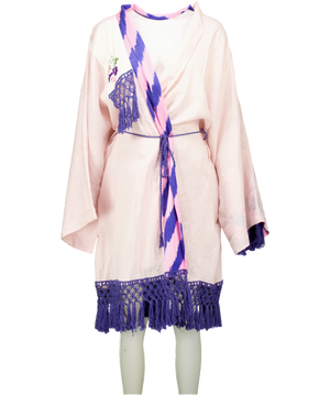 Moja Mojka Ethical Brand Pink Embroidered Linen Robe One Size