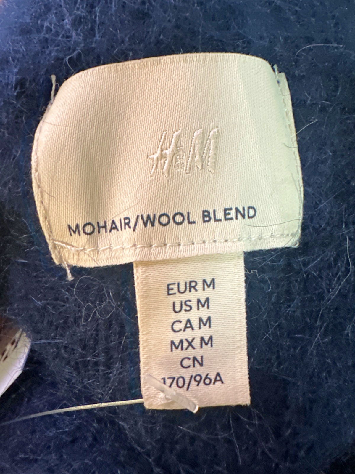 H&M Blue/White/Black Mohair Wool Blend Jumper UK M