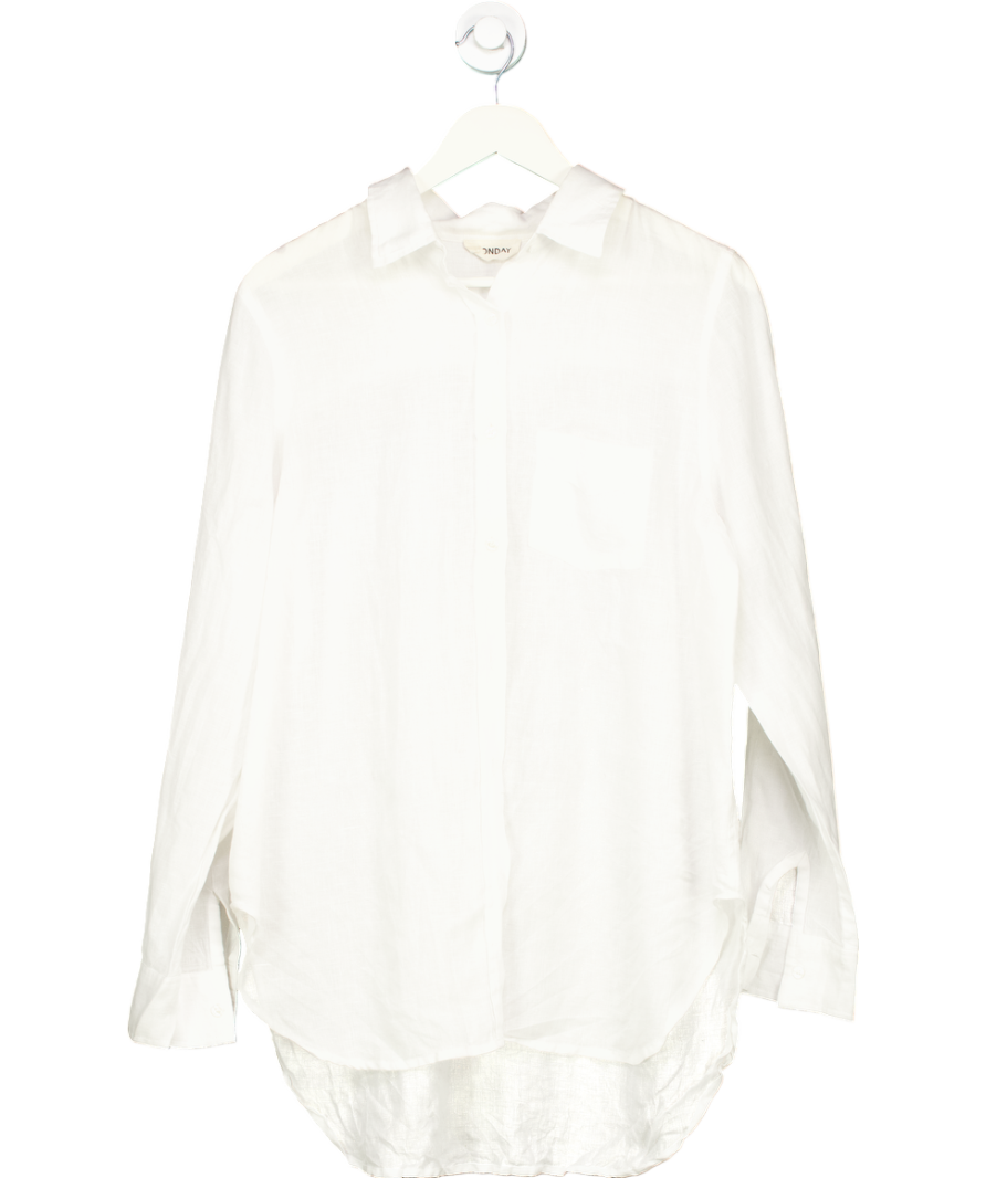 Monday Swimwear White Monaco Long-sleeved Linen Shirt UK L