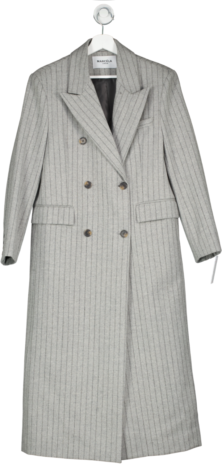 MARCÉLA Grey Gal Longline Wool Overcoat UK M