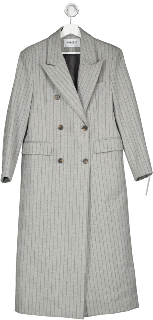 MARCÉLA Grey Gal Longline Wool Overcoat UK M