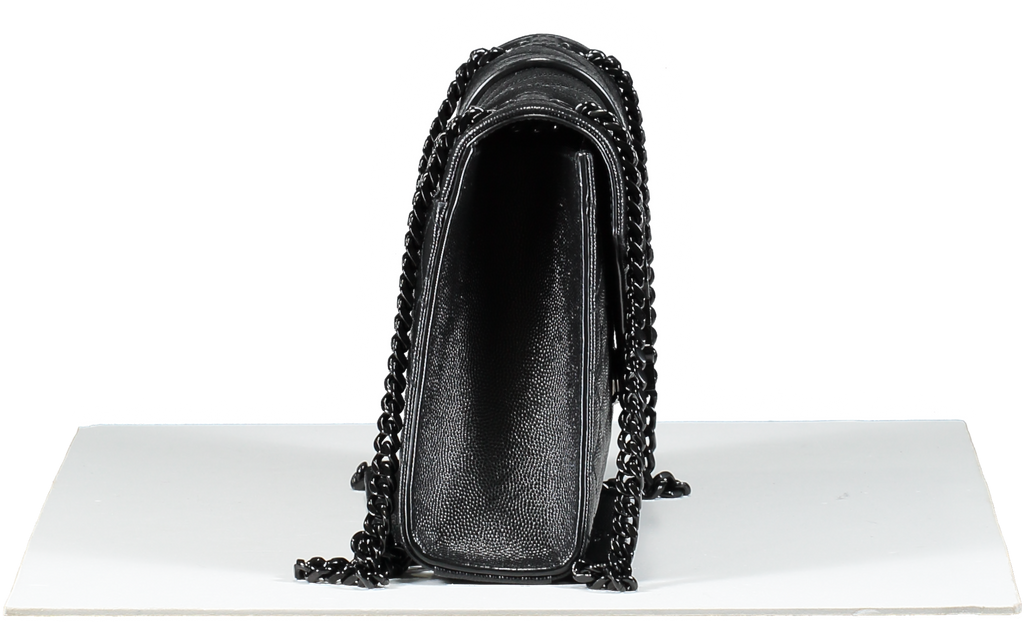 Saint Laurent Black Envelope Small Quilted Textured-leather Shoulder Bag