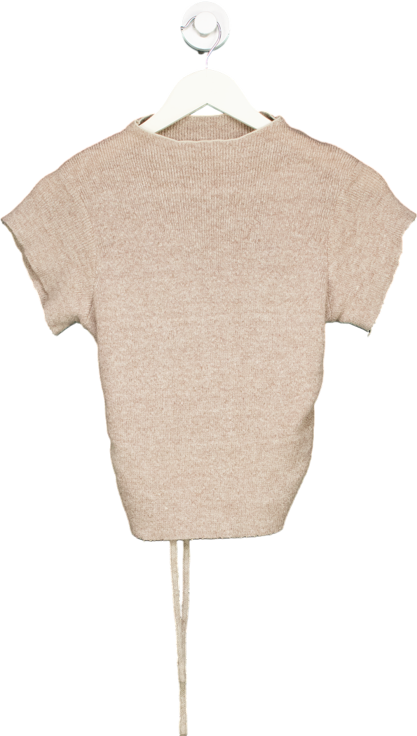 Miss Rosier Beige Open Back Knit Top UK S