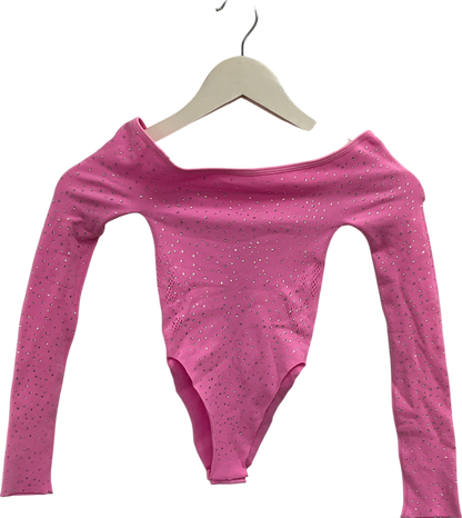 White Fox Pink Atmosphere Long Sleeve Bodysuit One Size