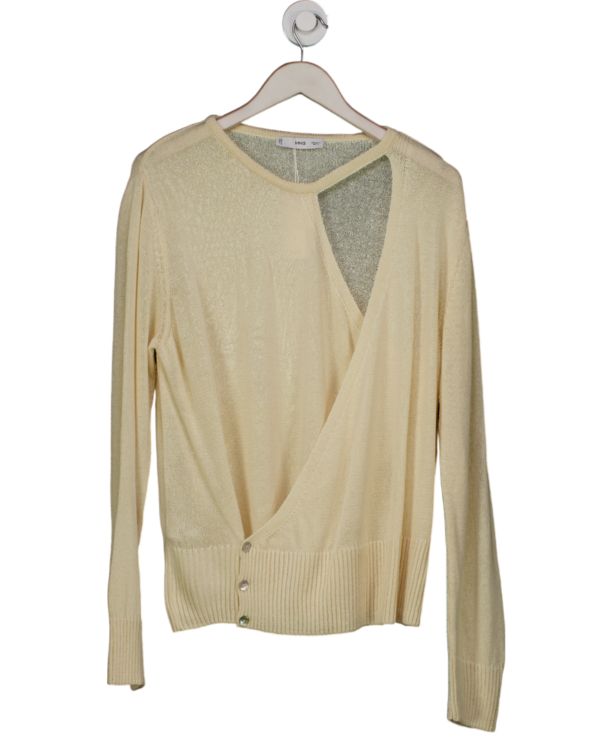 MANGO Cream Delao Crossover Slit Detail Jumper UK L