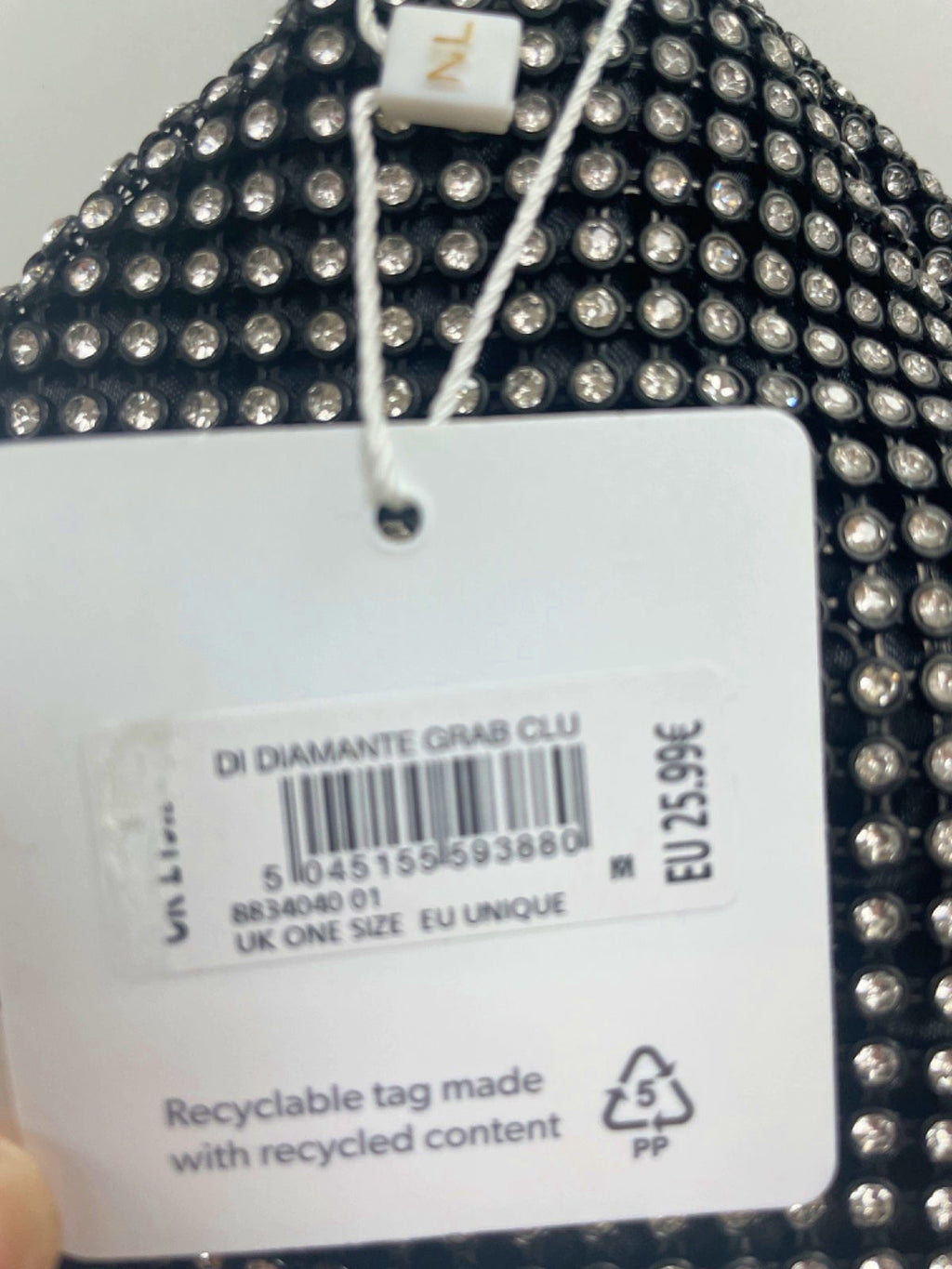 New Look Black Diamante Grab Clutch One Size