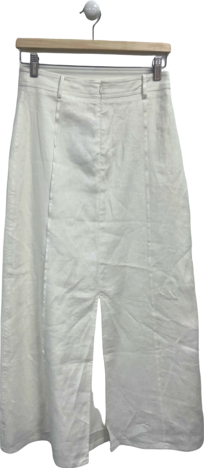 Sancia White Linen Midi Skirt UK S