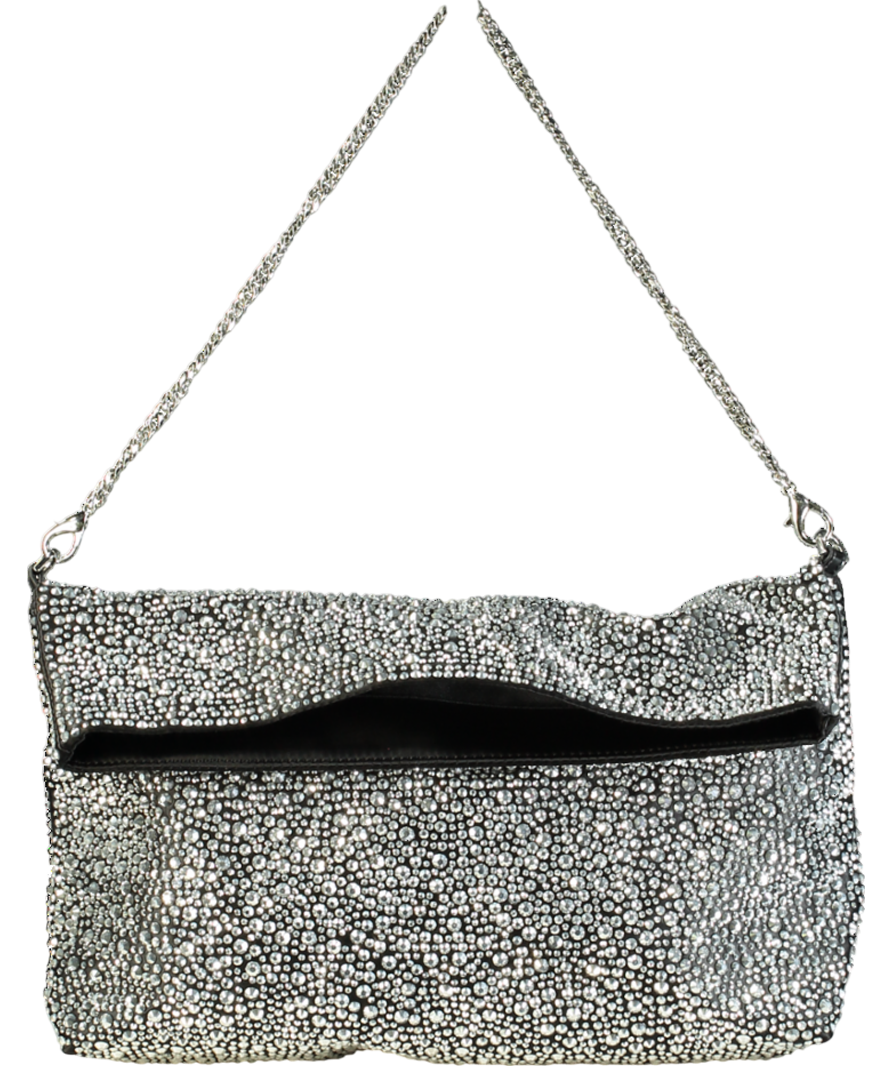 MANGO Metallic Crystal Embellished Fold Bag One Size