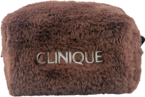 Clinique Brown Fluffy Makeup Bag One Size