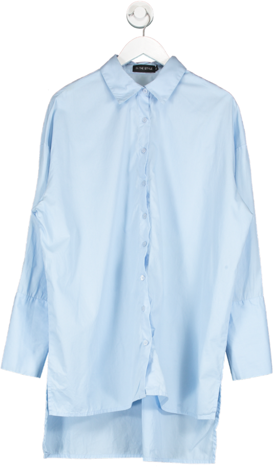 In The Style Blue Oversized Poplin Shirt UK 8