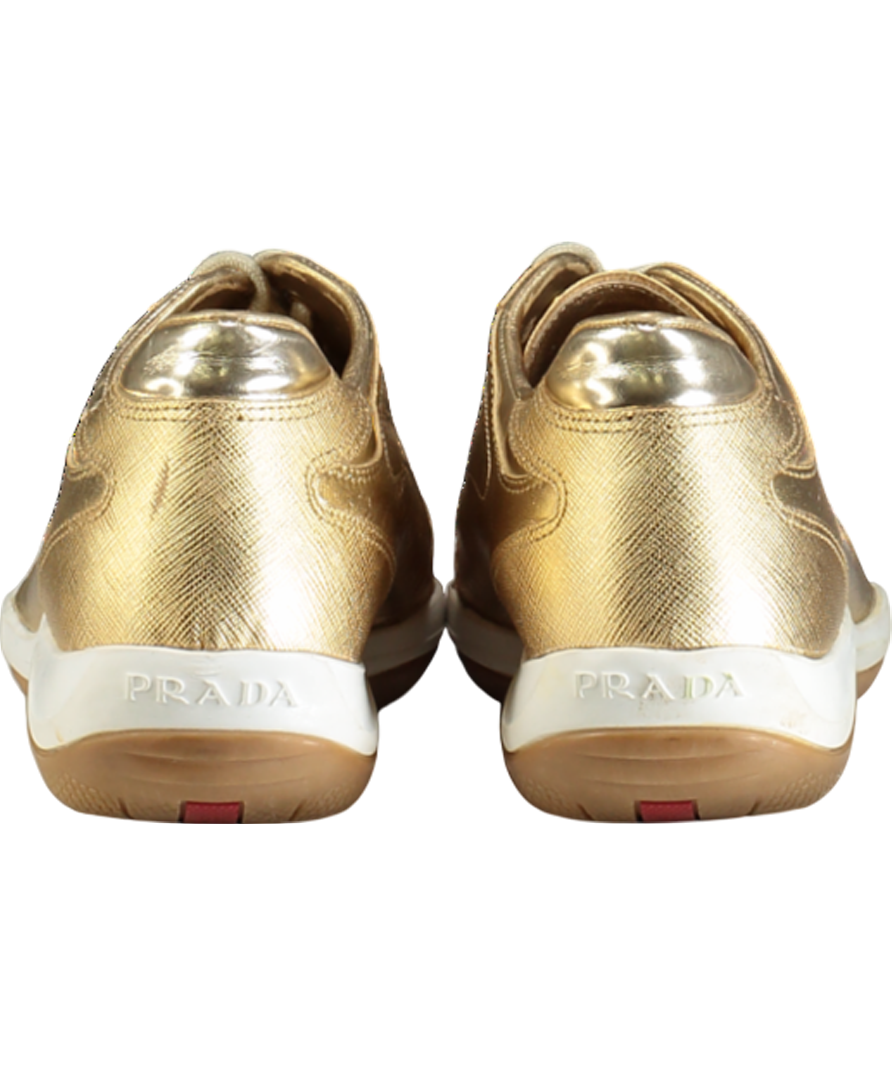 Prada Gold Leather Trainers UK 5 EU 38 👼