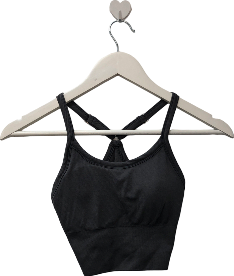 boohoo Grey Seamless Rib Longline Sports Bra UK S