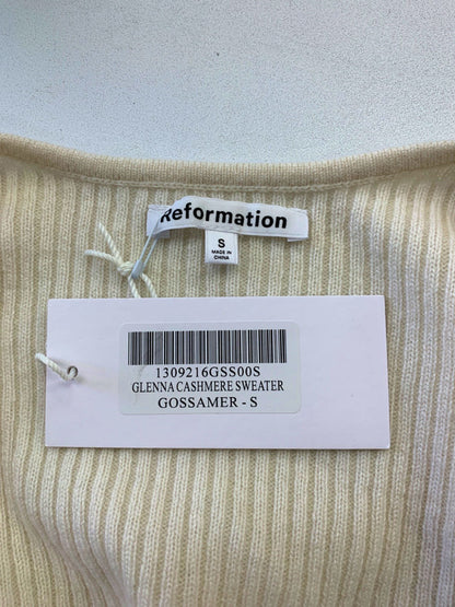 Reformation Ivory Glenna 100% Cashmere Sweetheart Neck Jumper UK S