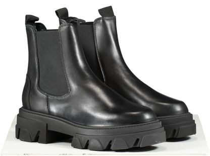 Aldo Bigtrek Chunky Flat Ankle Boots In Black Leather BNIB UK 6 EU 39 👠