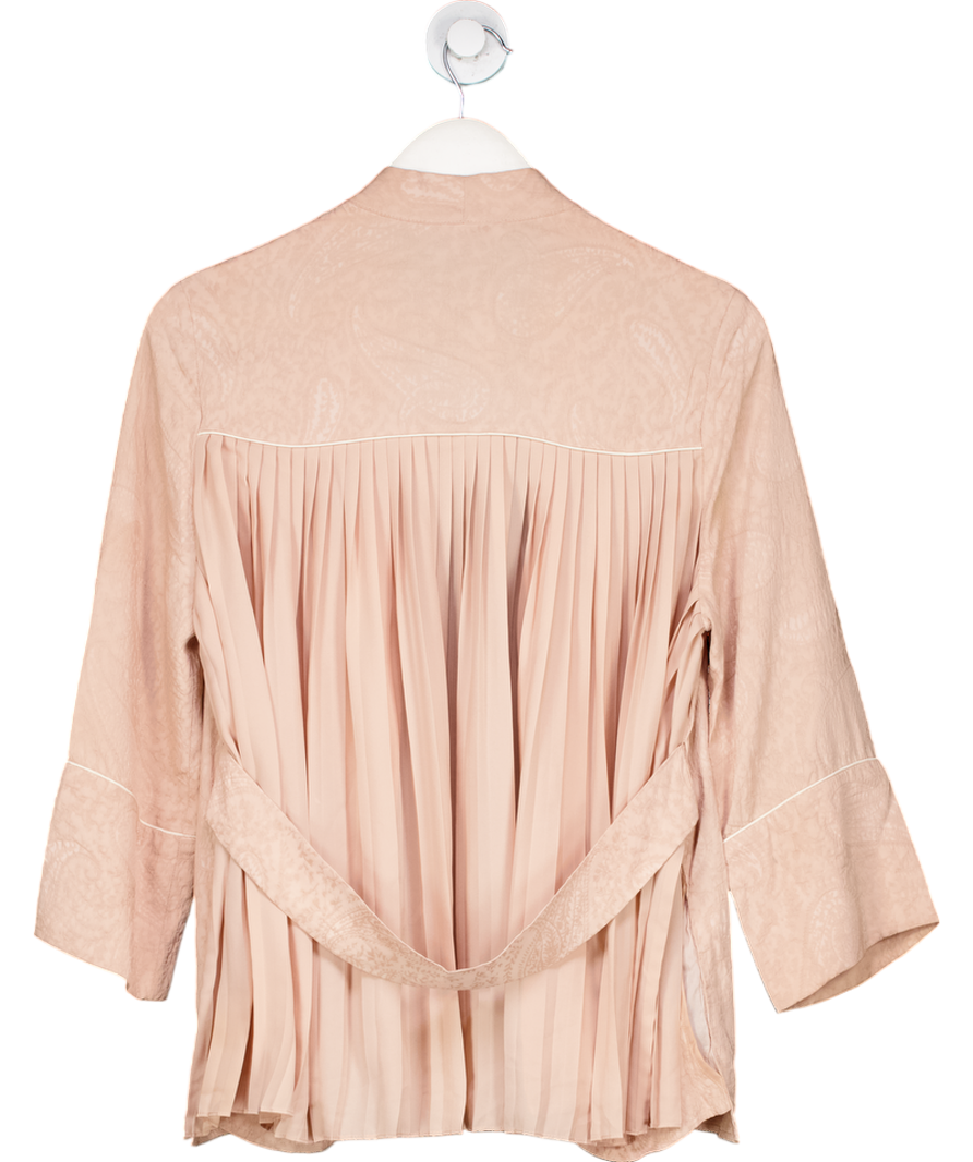 Maje Pink Paisley Belted Jacket With Pleat Detail Back UK 8