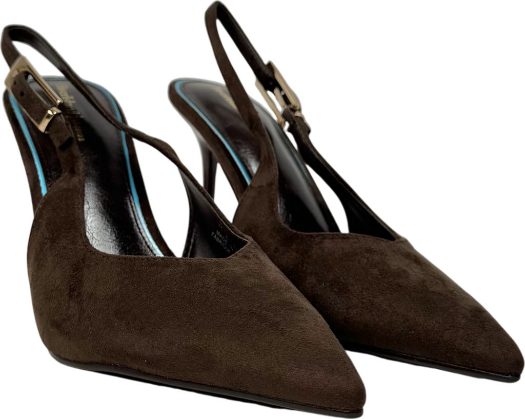 River Island Brown Faux Suede Sling Back Court Heels UK 6 EU 39 👠