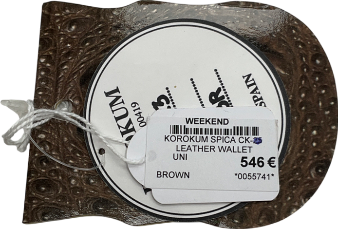 Korokum Brown Spica Genuine Crocodile Leather Wallet One Size