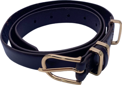 Anthropologie Black Leather Belt with Gold Buckle UK L