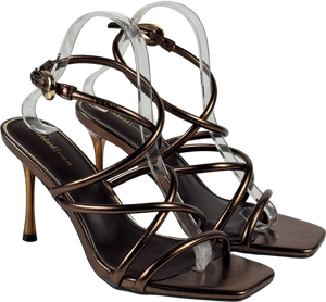 RIVER ISLAND STUDIO Metallic Bronze Wrap Around Tube Heels UK 6 EU 39
