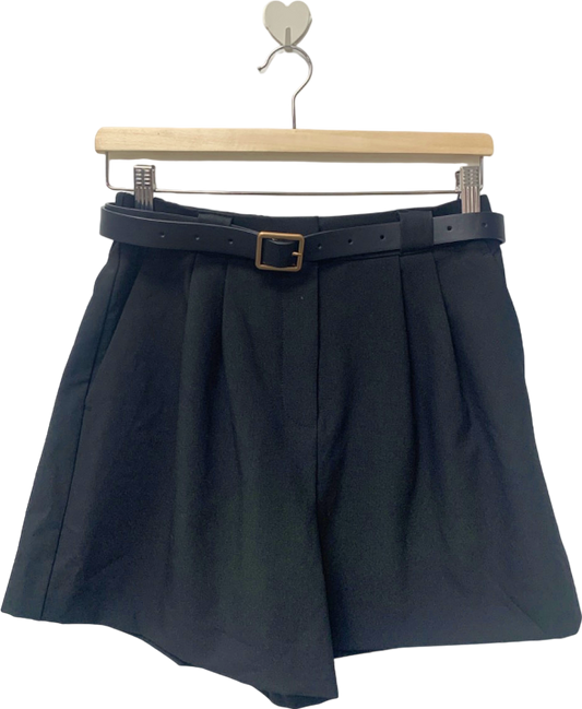 Goelia Black Pleated High-Waist Shorts with Belt UK 8