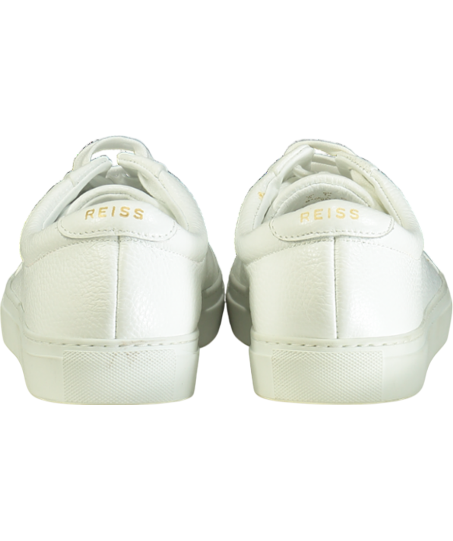 REISS White Leather Luca Low Top Trainers UK 9 EU 43 👞