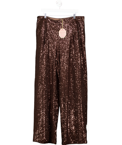 Monsoon X Sarah Corbett-winder Wide Leg Sequin Trousers Bronze UK 20