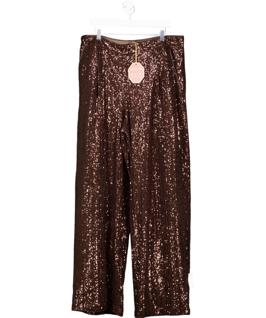 Monsoon X Sarah Corbett-winder Wide Leg Sequin Trousers Bronze UK 20