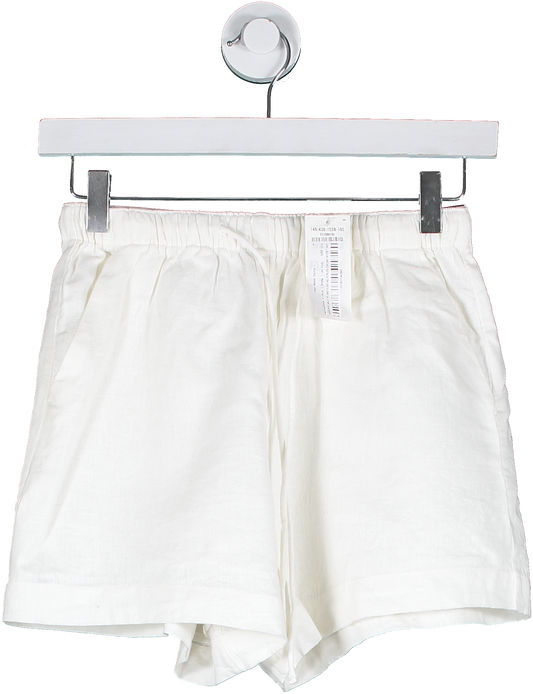 Abercrombie & Fitch White Linen Blend Shorts UK XXS