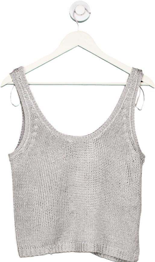 Zara Silver Knit Tank Top UK S