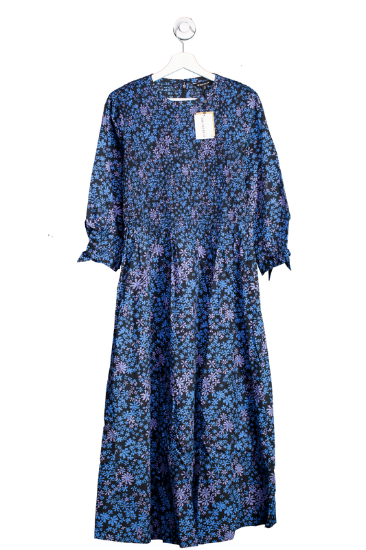 Whistles Blue Boho Floral Shirred Dress UK 16