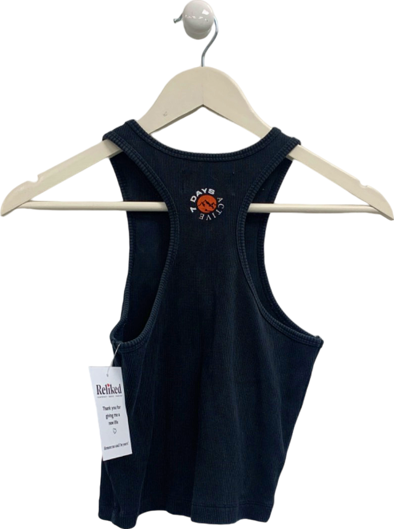 7 Days Active black Cropped Rib Tank Top UK S