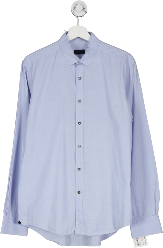 Lanvin Blue Raw Hem Collar Slim Fit Shirt UK 42" CHEST